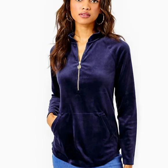 Lilly Pulitzer Skipper Round Hem Velour Popover - Picture 2 of 9